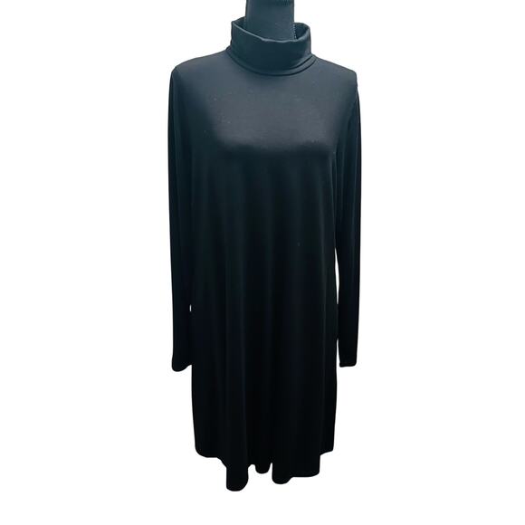 Karen Kane Turtleneck Jersey Dress/Tunic With Pockets- XL - Black - Picture 1 of 12